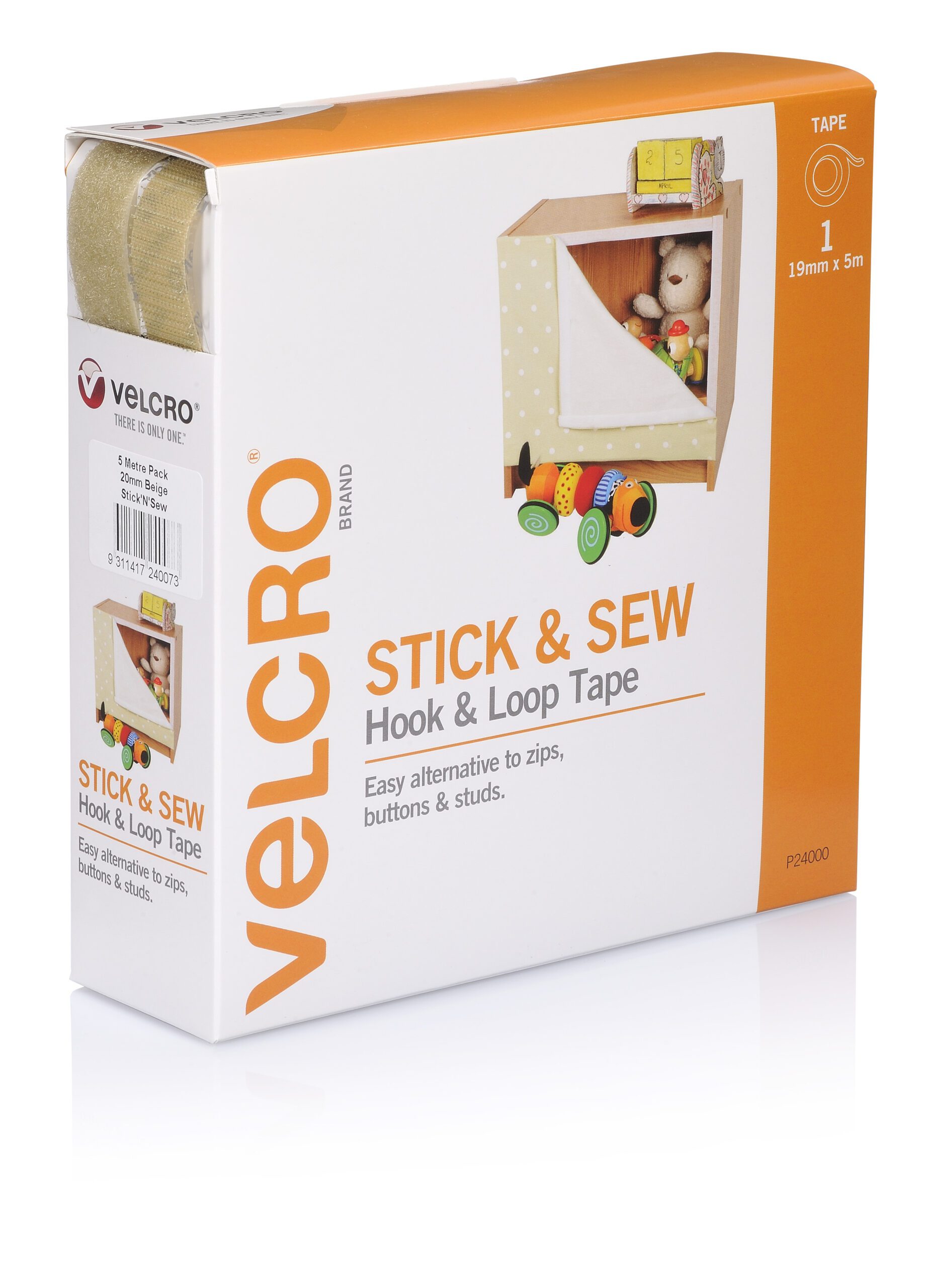 VELCRO® Brand Stick On Tape 20mm x 2.5m Black